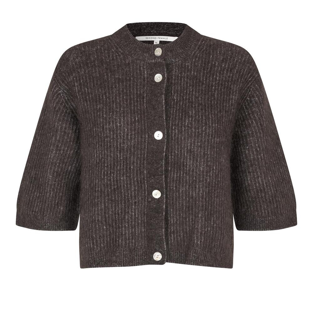 Andrea kortærmet cardigan - Chocolate Torte